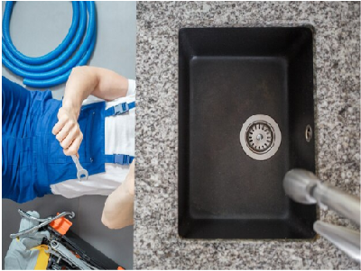 man repairing clogged drain