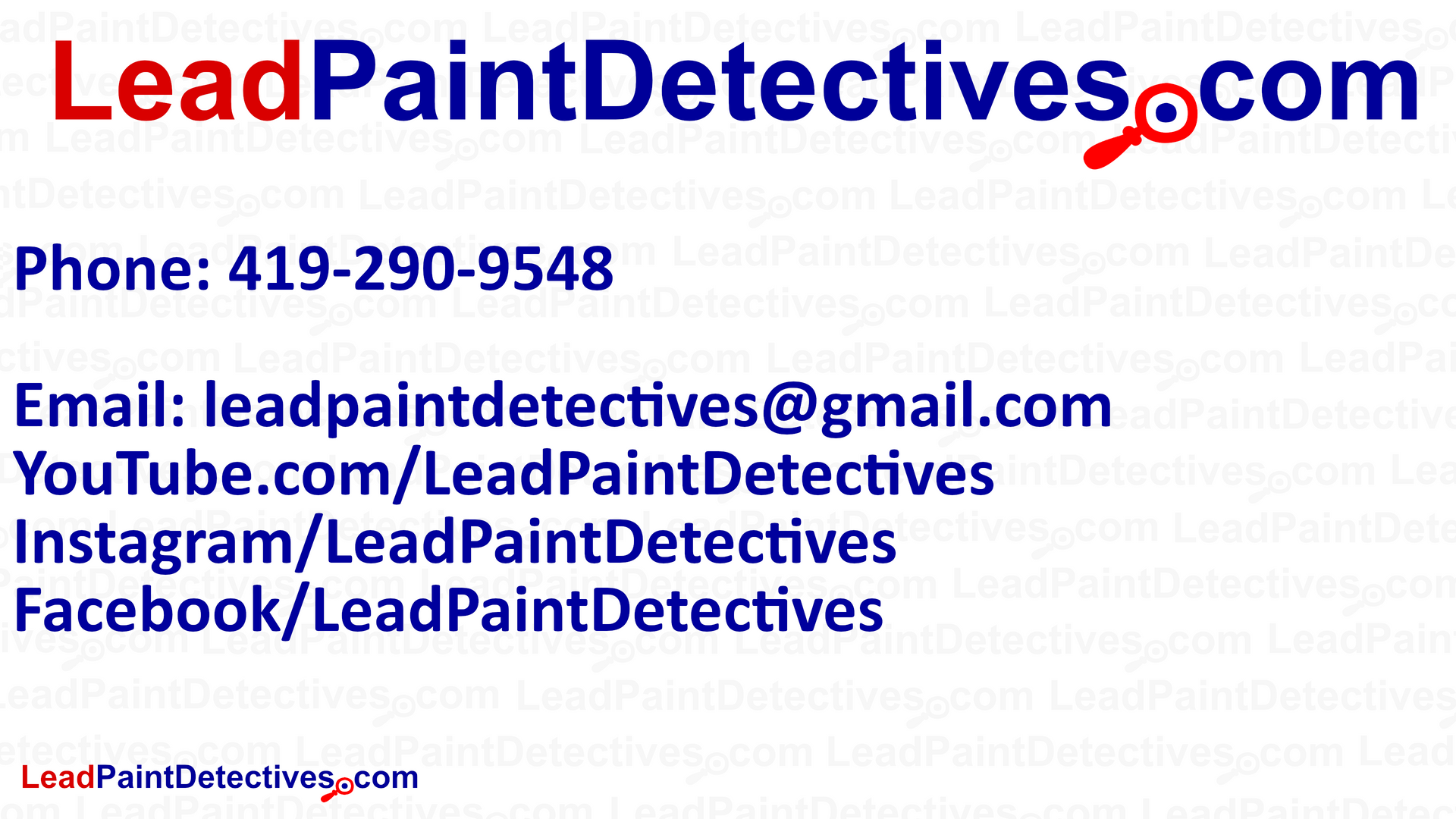 Contact the Lead Paint Detectives and follow us on social media