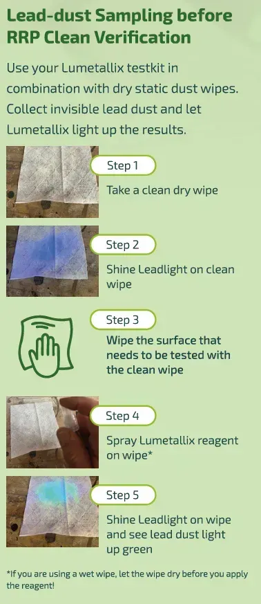 Lead dust sampling before RRP clean verification instructions.