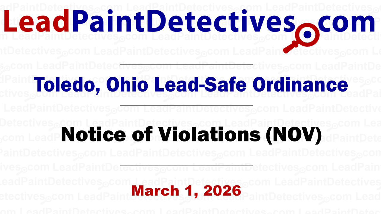 Lead Safe Ordinance -Notice of Violations-Are you in compliance?