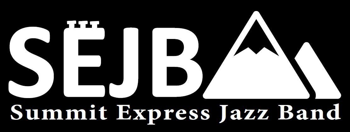 The logo for the summit express jazz band is white on a black background.