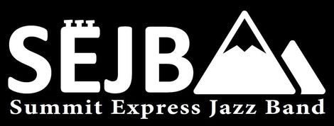 The logo for the summit express jazz band is white on a black background.