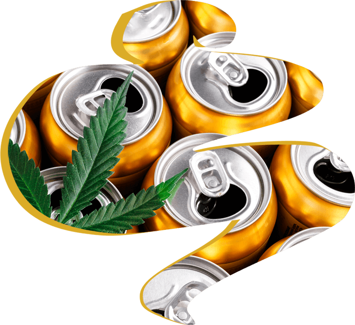 beer cans with weed on one of them