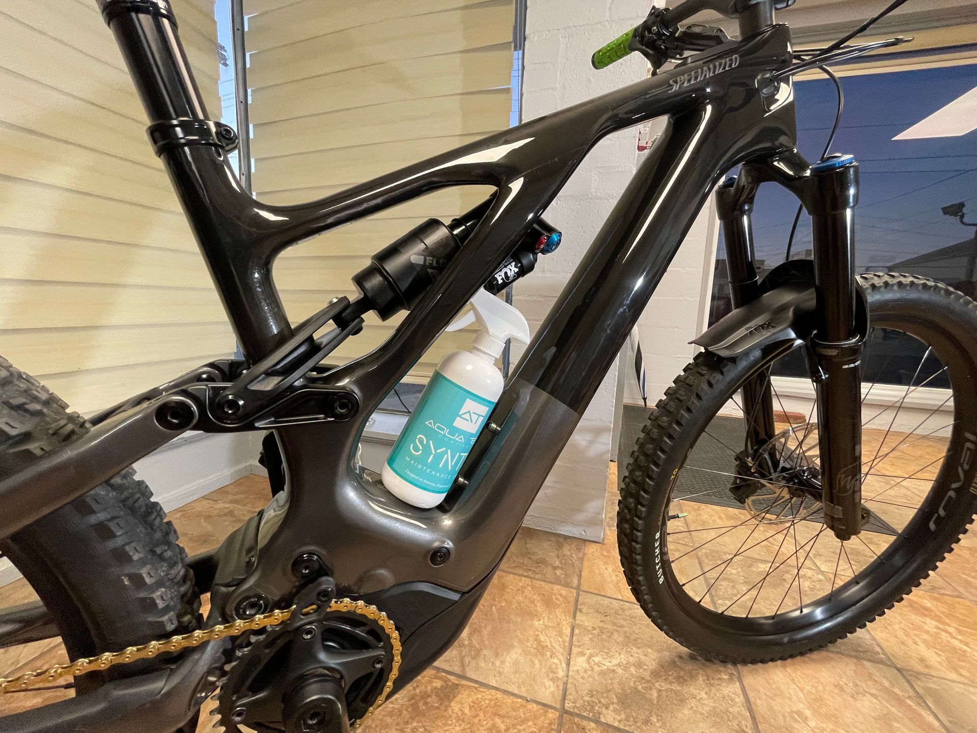 Ceramic Coating on a black mountain bike