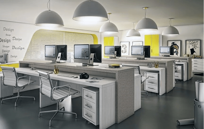 Coworking/ escritório compartilhado cinza e Branco