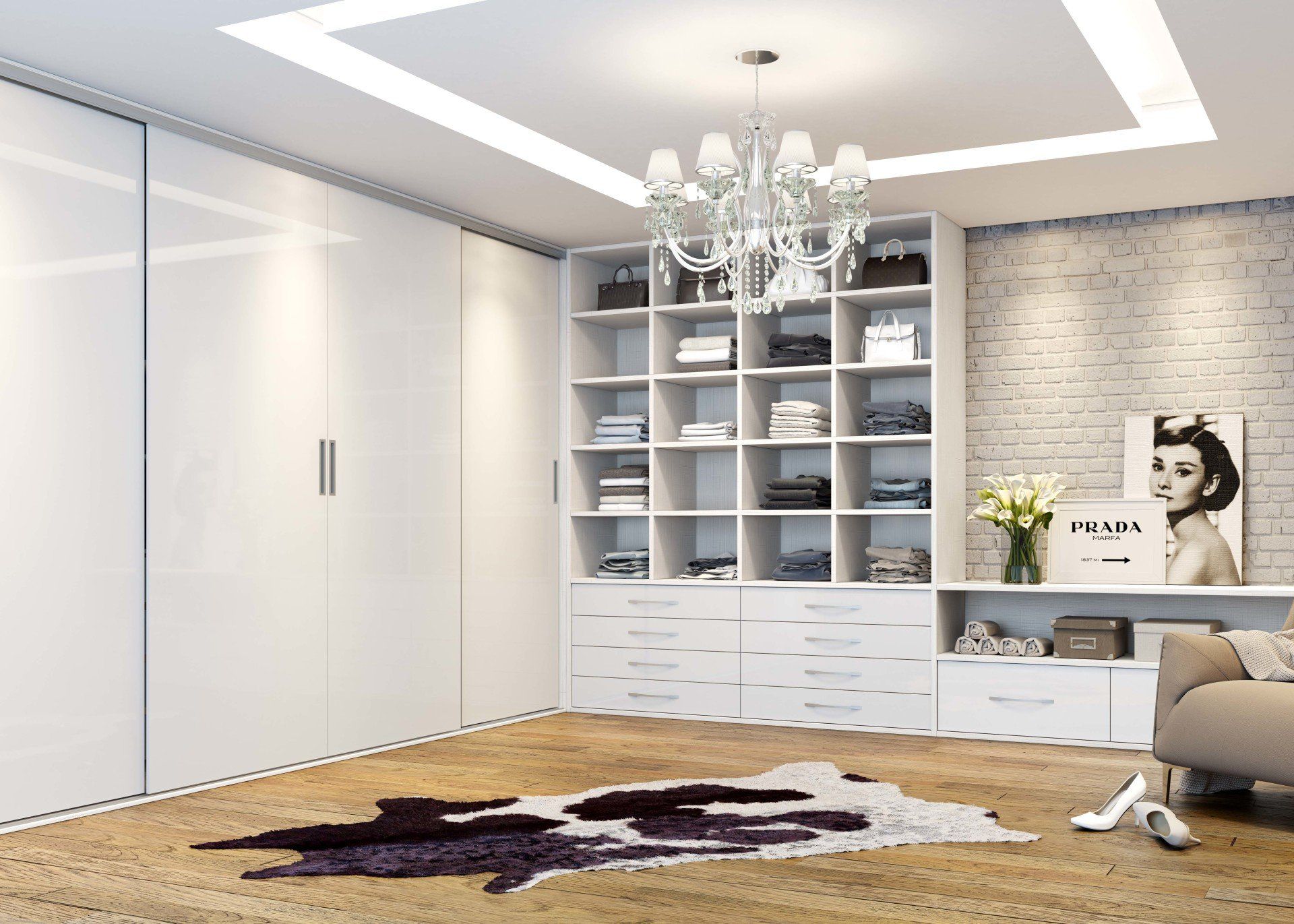 Closet branco organizado