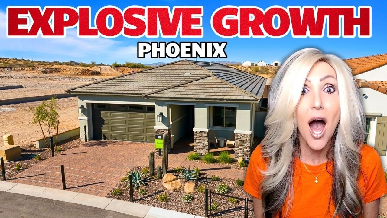 New construction home near Phoenix in a fast-growing community with modern desert landscaping