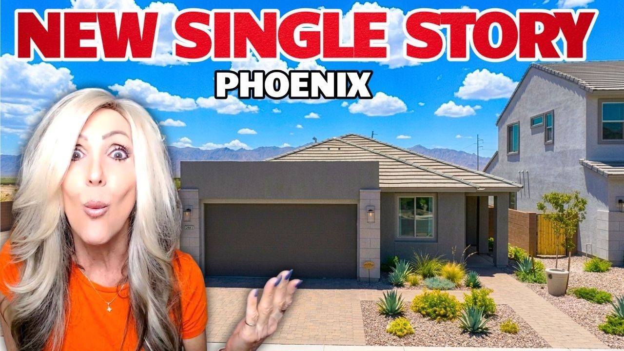 Smart single-story new construction home near Phoenix with mountain views