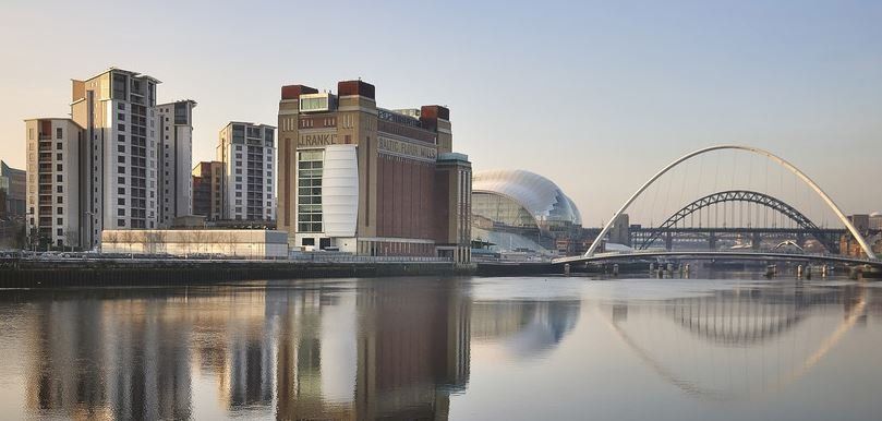 building overlooking the river
