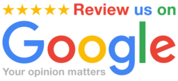 A google logo that says review us on your opinion matters