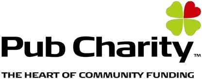 The logo for pub charity is the heart of community funding.