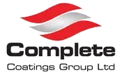 The complete coatings group ltd logo is a red and white swirl.