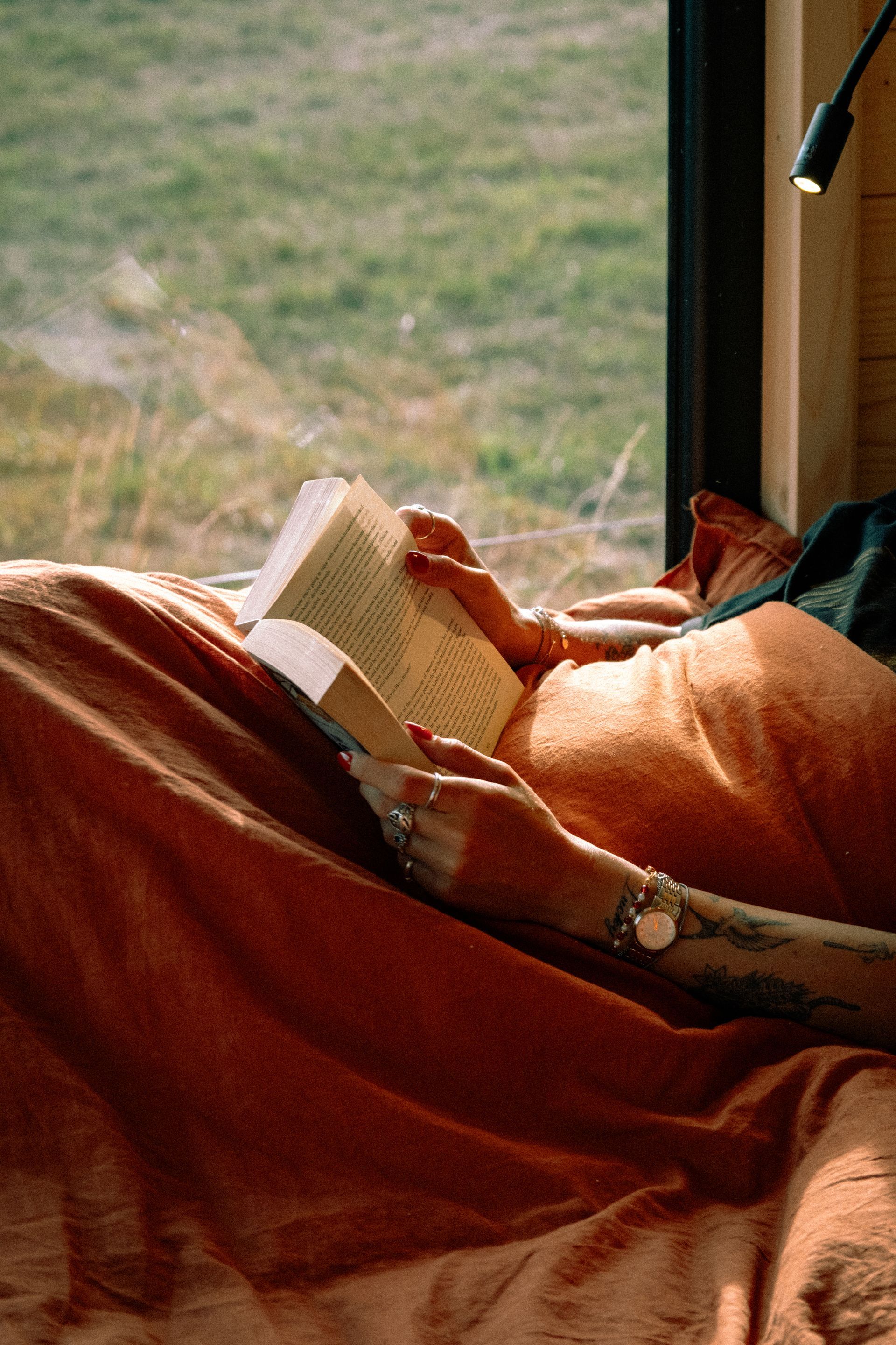 Reading from bed with a view