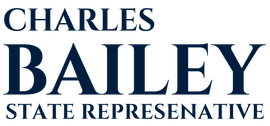 The logo for charles bailey state representative is blue and white.