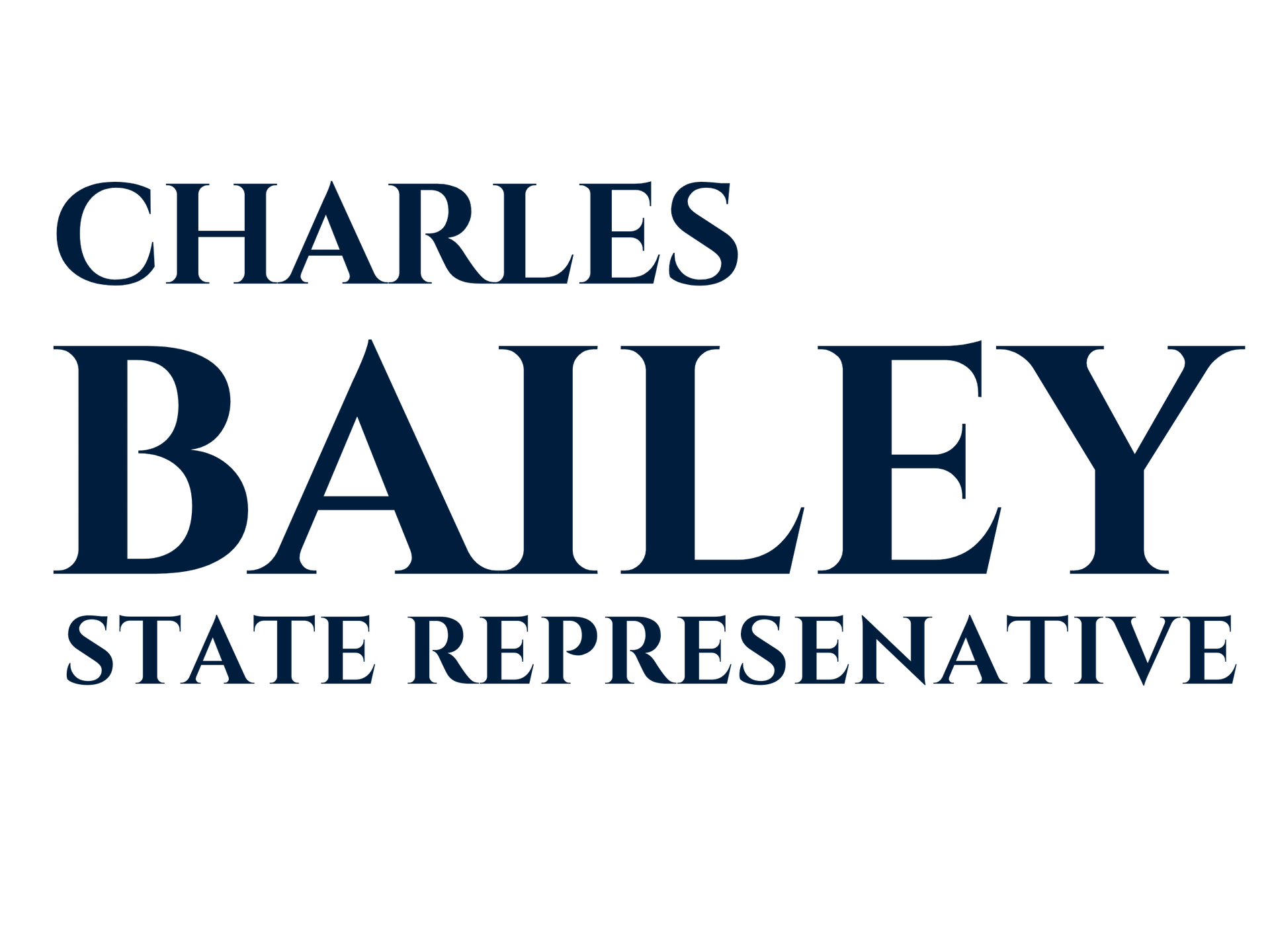 The logo for charles bailey state representative is blue and white.