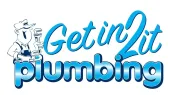 A logo for a plumbing company called get in 2 it plumbing