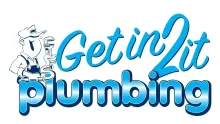 A logo for a plumbing company called get in 2 it plumbing