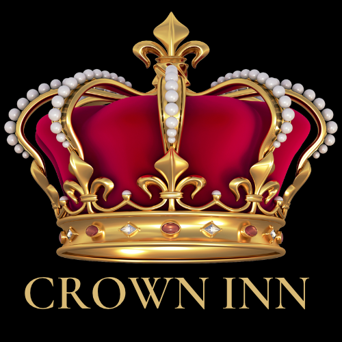A red and gold crown with the words crown inn below it