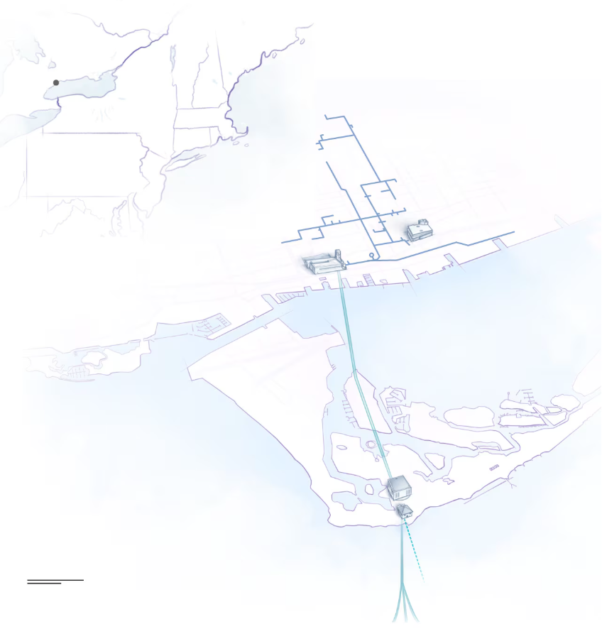 A map of the united states showing the location of a city