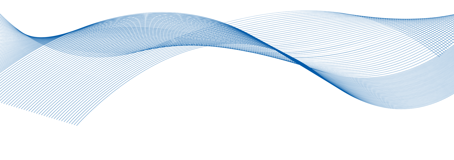 A blue wave is moving in the air on a white background.