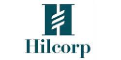 A blue and white logo for a company called hilcorp.