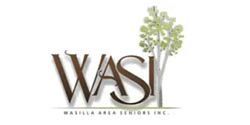 A logo for a company called wasi with trees in the background.