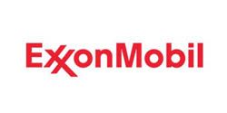 The logo for exxonmobil is red on a white background.