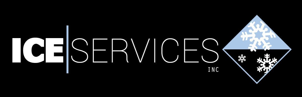 The logo for ice services inc. has snowflakes on it