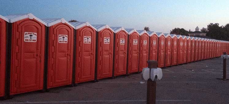 A row of our portable toilets near Rock Island, IL