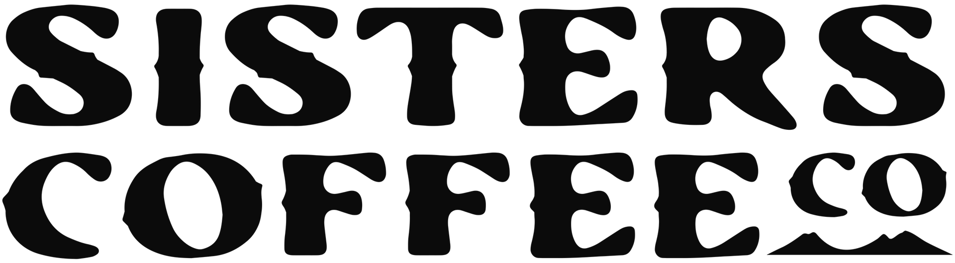 A black logo with the text 