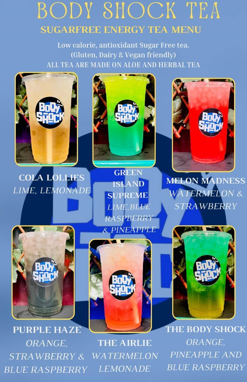 A Menu for Body Shock Tea With a Variety of Drinks — Bodyshock nutrition in Mackay, QLD 