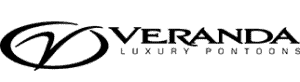 The logo for veranda luxury pontoons is black and white.