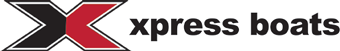 A logo for xpress boats with a red and black x on a white background.
