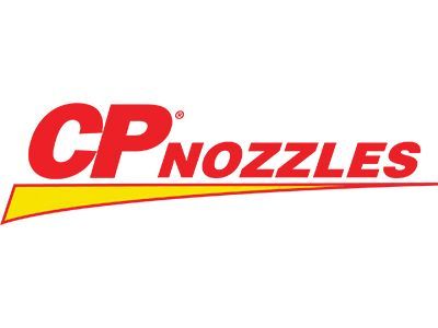 The logo for cp nozzles is red and yellow on a white background.