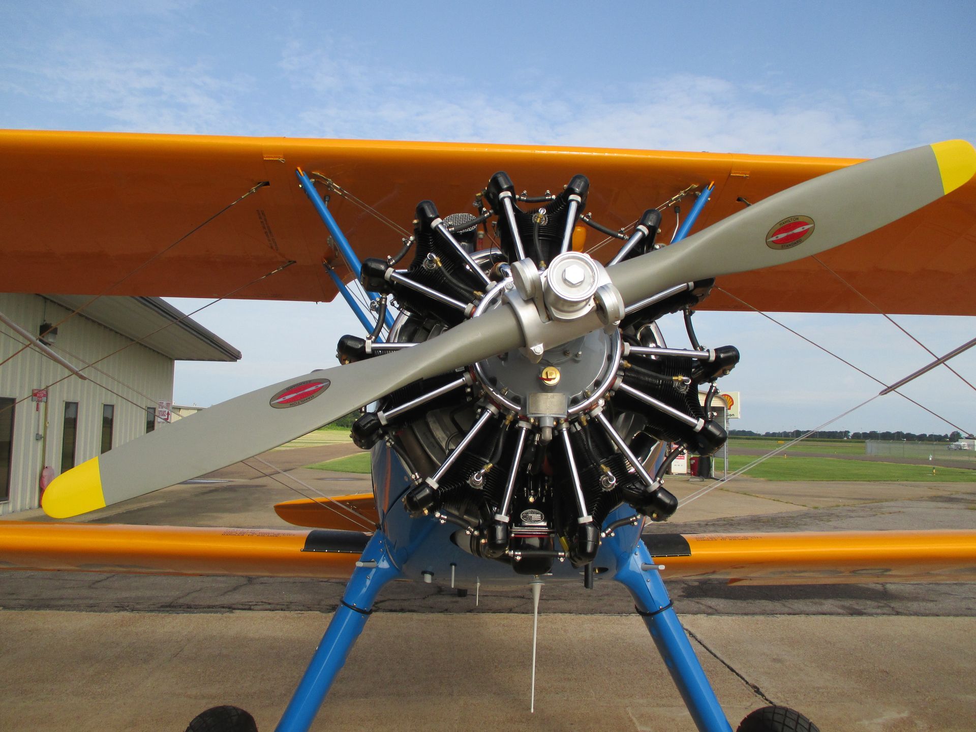 A plane with a propeller on the front of it