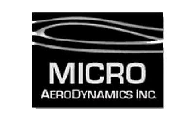A black and white logo for micro aerodynamics inc.