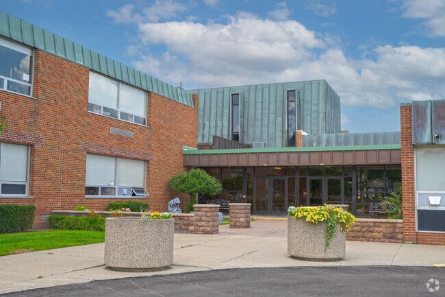 Bishop Foley Catholic High School after masonry restoration in Madison Heights, Michigan.