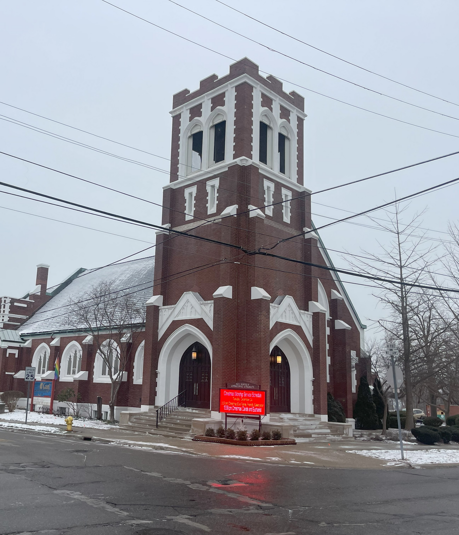 All Saints' Episcopal Church after masonry restoration in Pontiac, Michigan.