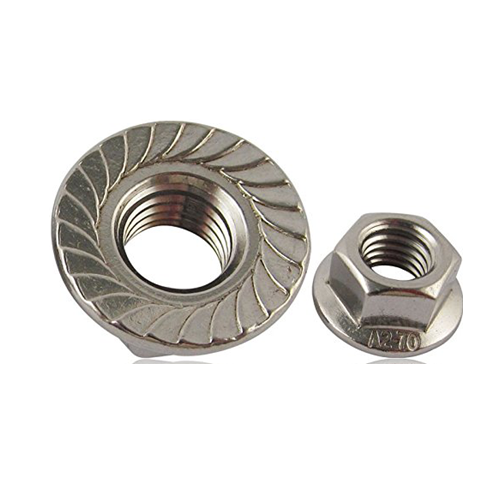 A stainless steel flange nut 