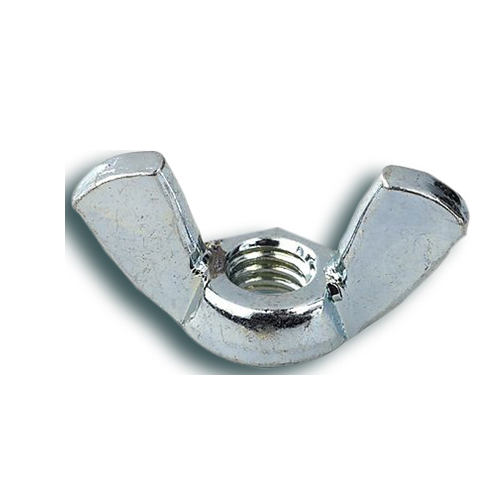 A close up of a wing nut on a white background