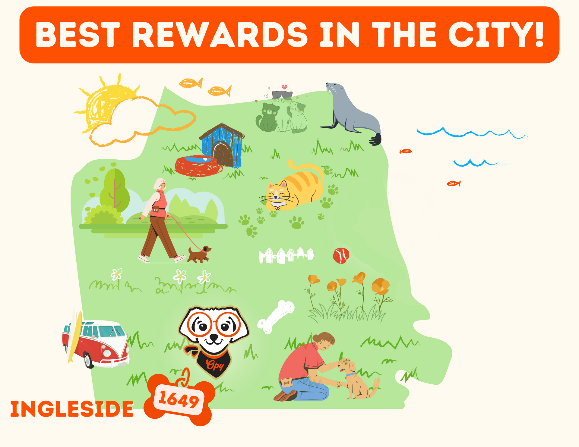 A map of the best rewards in the city.