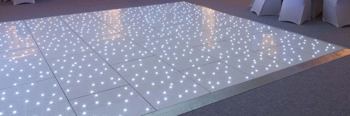 Cool white light up dance floor. Production services and equipment  hire for this event was supplied by Exclusive Entertainments Harrogate,Yorkshire