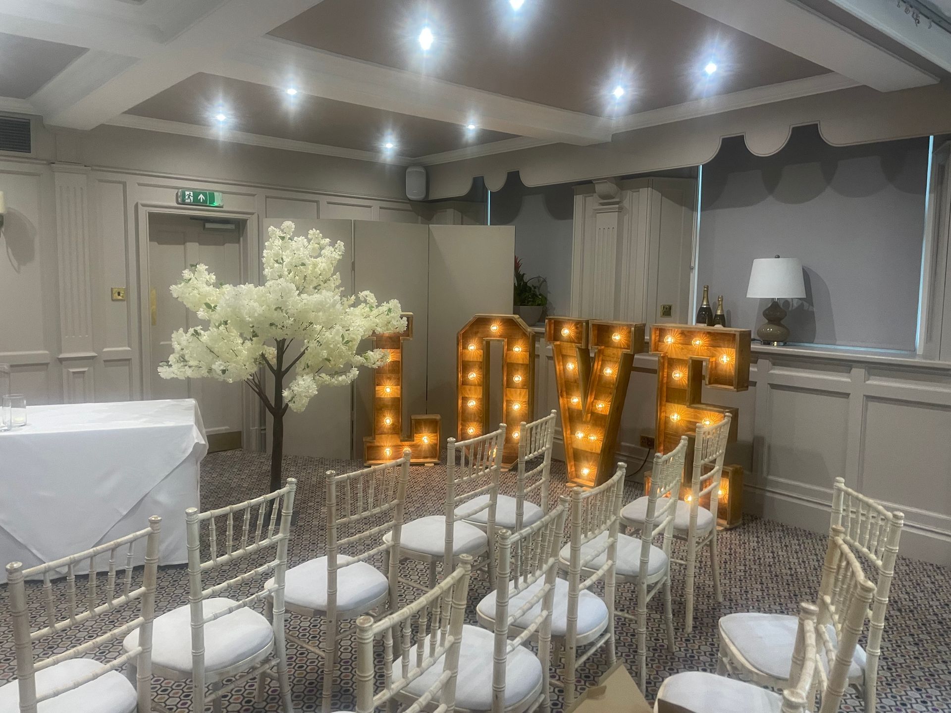 warm wedding  glow from our Love Lights from Exclusive Entertainments, Harrogate, Yorkshire