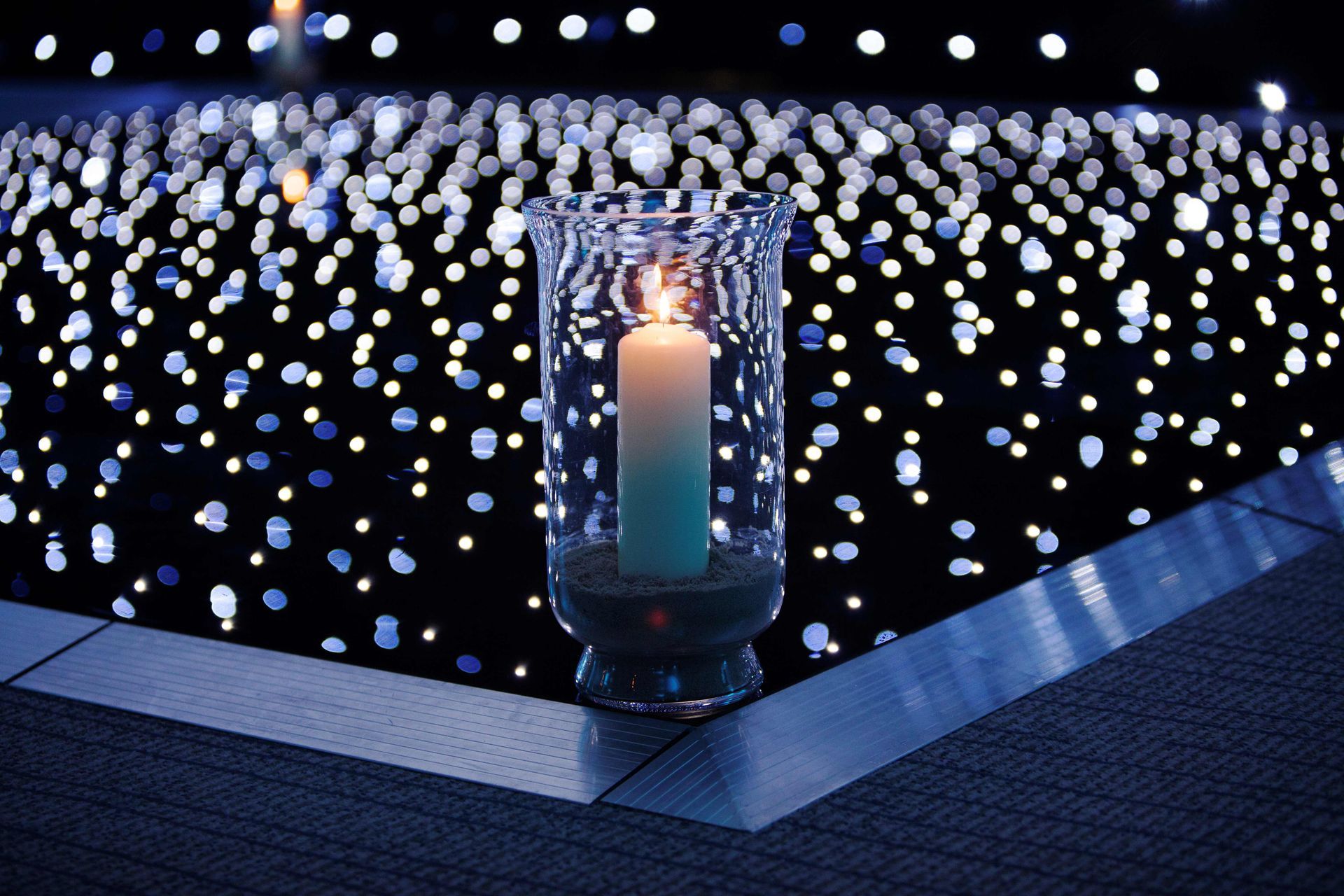 Black base with sparkly white lights for this light up dance floor. Production services and equipment  hire for this event was supplied by Exclusive Entertainments Harrogate,Yorkshire