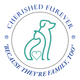 a logo for cherished furever because they 're family too