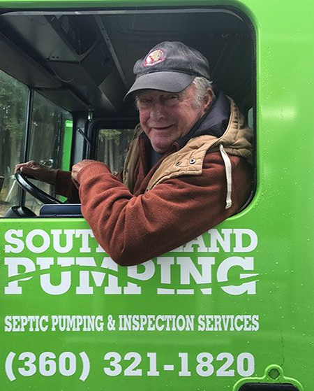 Man in truck cab with