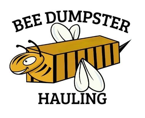 A blue industrial dumpster filled with construction debris, including broken concrete and red brick, outdoors.