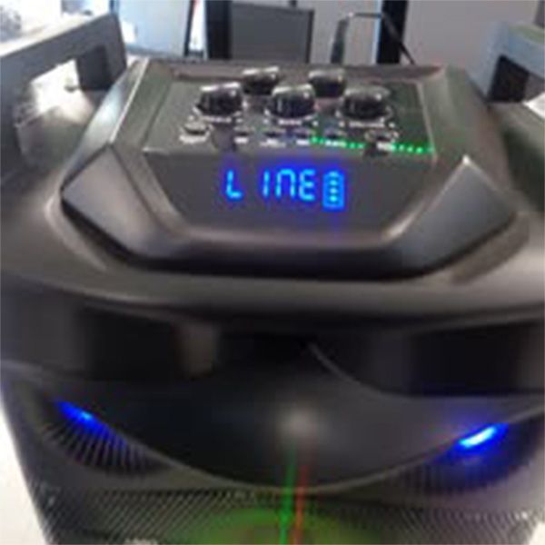 A black device with the word line on it