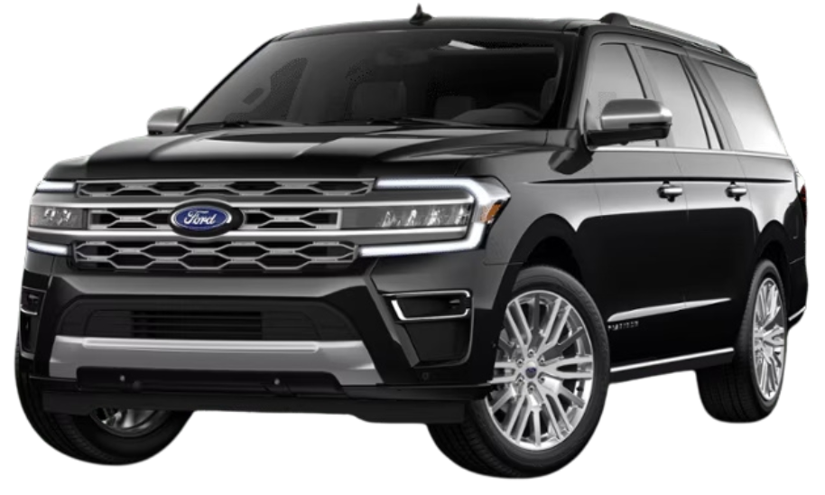 A black ford expedition is shown on a white background.