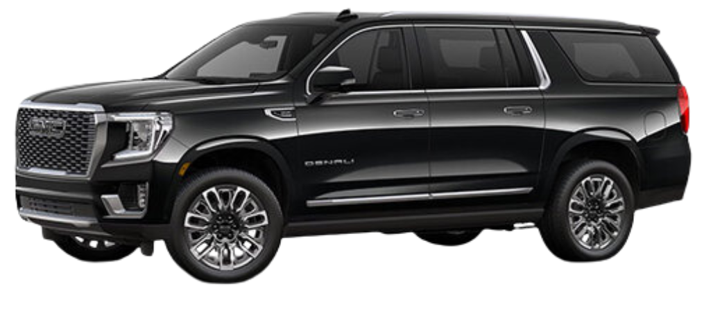 A black gmc yukon is shown on a white background.